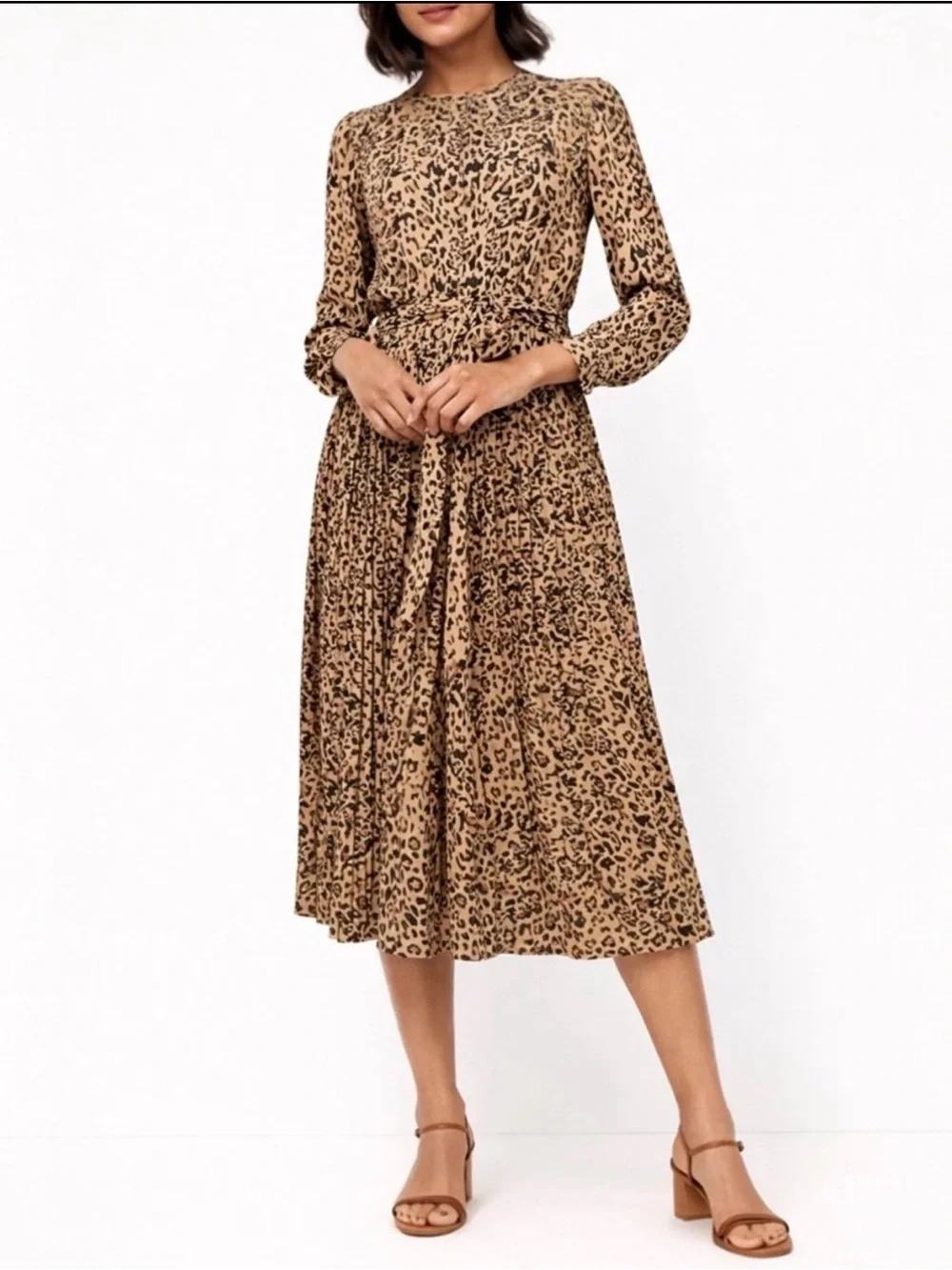 J. Crew Leopard Print Midi Dress in Tan and Black